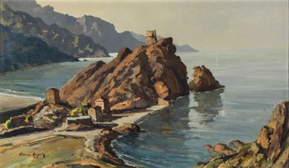 null Pierre BACH (1907-1971)
Tour génoise de Porto, en Corse.
Huile sur toile signée...
