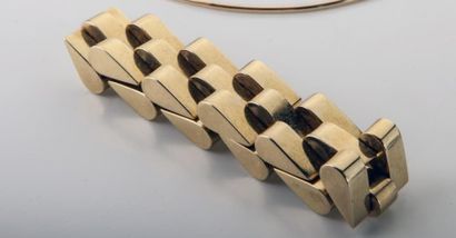 null Important bracelet à maillons articulés en or jaune 18K (750/1000e), chaînette...