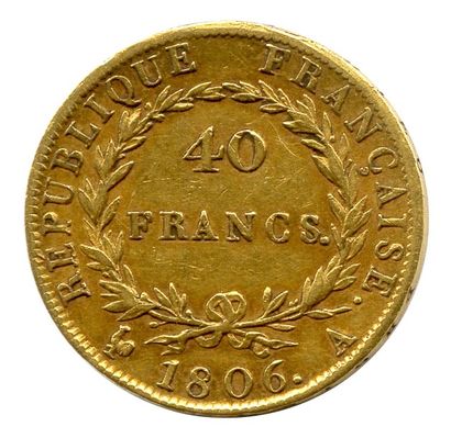 null NAPOLEON Ier (1804-1814) 40 Francs Or 1806 Paris. T.B.