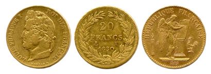 Lot de 3 pièces 20 Francs Or : Louis Philippe...
