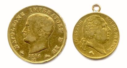 Lot de 2 pièces Or. 40 Lire Napoléon 1er-Roi...