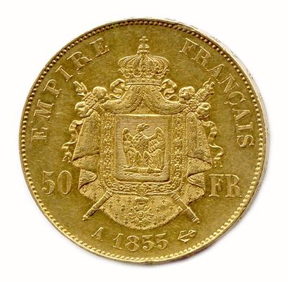 null Napoléon III (1852-1870). 50 Francs Or (tête nue), 1855 Paris. T.B.