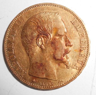 20 Francs 1860. Or, Napoléon III tête nue...