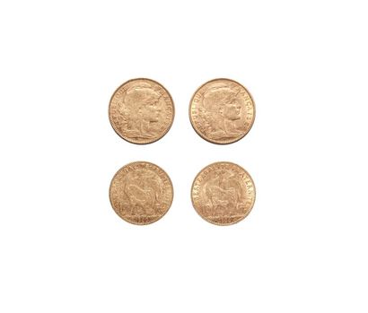 null Lot de 2 pièces de 10 Francs Or au Coq. 1900 et 1906. Poids 6gr.