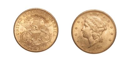 null Lot de 3 pièces de 20 Dollars Or. 1882, 1895 et 1904. Poids 100gr.