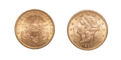 null Lot de 3 pièces de 20 Dollars Or. 1882, 1895 et 1904. Poids 100gr.