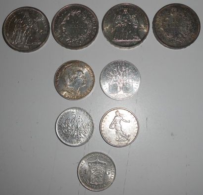 null Lot de monnaies en Argent : 10 Francs (4-1965/1967), 5 Francs (2-1960/1961),...
