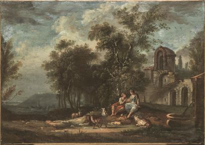 null Jean-Baptiste CLAUDOT (Nancy, 1733-1805), attribué à.
Les amours des bergers.
Huile...