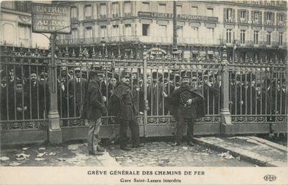 null 5 CARTES POSTALES GREVES : Sélection. "Grève générale de Voiron-Vue d'un Cantonnement...