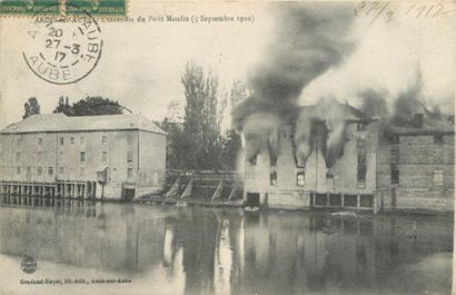 null 34 CARTES POSTALES LES MOULINS : A Eau. Dont" Arcis sur Aube-L'Incendie du Petit...