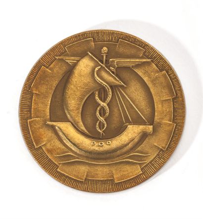 null Médaille Chambre de commerce et d'industrie. Paris, en or 18K (750/1000e) ....