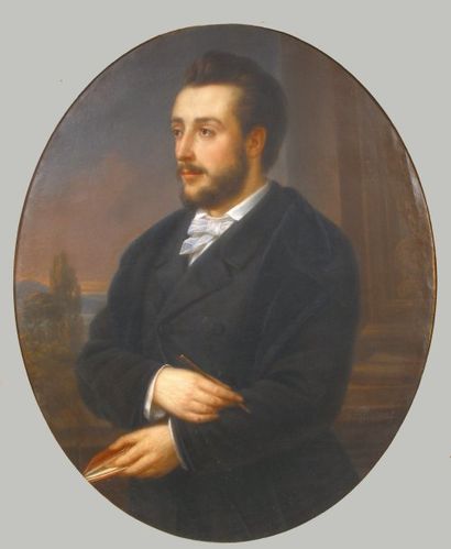 null PICQUE Charles (Deynse 1799-Bruxelles 1869). Portrait d'artiste, ou de poète....