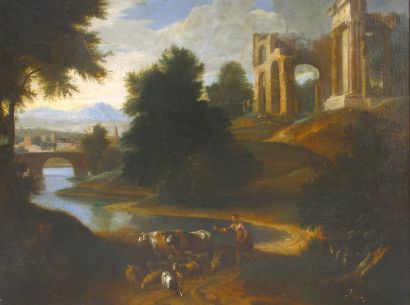 null MILLET Jean dit Francisque le fils (Attribué à) 
Paris 1666 – 1723

Paysage...