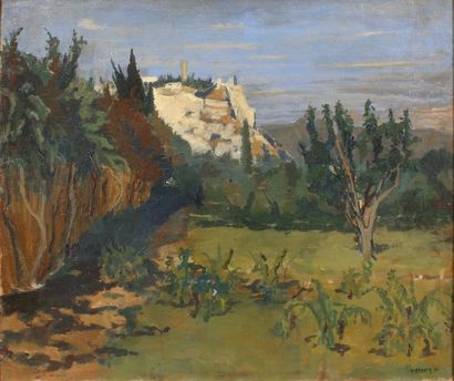 null « Paysage Provençal », huile sur toile, trace de signature en bas à droite.