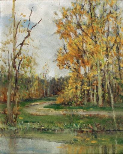 null « Etang au bord de la Forêt », huile sur toile.