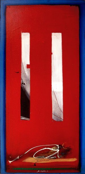 Equer Didier 1946 Huile sur toile. Composition Abstraite. 100cm x 50cm. Equer 05