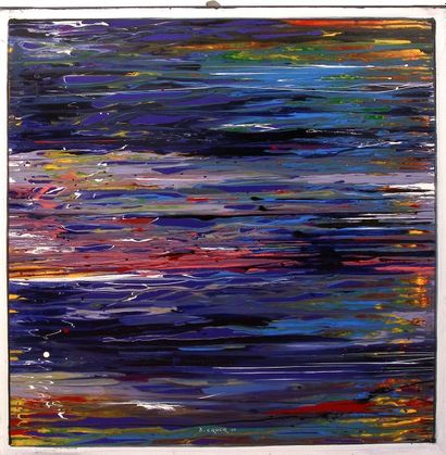 Equer Didier 1946 Huile sur toile. Composition Abstraite. 60cm x 60cm. Equer 01