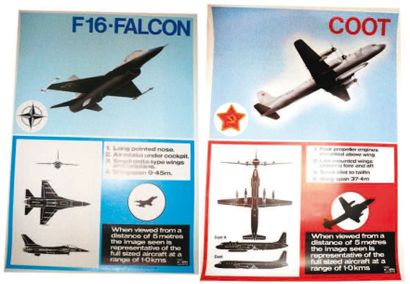null 2 AFFICHES : Lot de 2 affiches d'identification américaine : Avions F16 et ...
