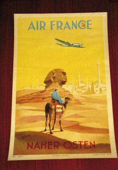  1 AFFICHE : Affiche Lithographiée, "Air France-Naher Osten", signée Guerra, Imprimeur...