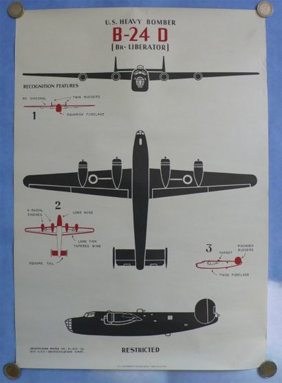 null 1 POSTER : B-24D Liberator. Identification poster n°512, représentant en plan...