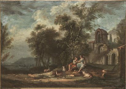 null Jean-Baptiste CLAUDOT (Nancy, 1733-1805), attribué à.

Les amours des bergers.

Huile...