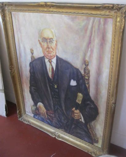 null Antoine FERRACCI (1890-1984) Portrait de banquier. Huile sur toile signée en...