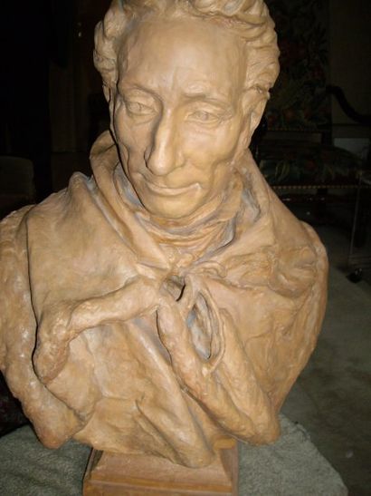 Falguière Terre cuite représentant le buste de Jacques Mathieu Delpech (1777-1832),...