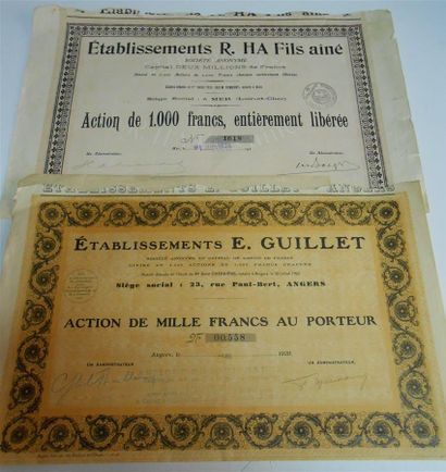 null 13 ACTIONS, EMPRUNTS & OBLIGATIONS : France - Province. "Ets E.Guillet-Angers...