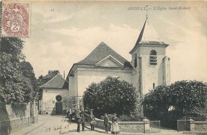 null 4 CARTES POSTALES TAMBOUR DE VILLE : Sélection. "ANdilly-L'Eglise Saint Médard...