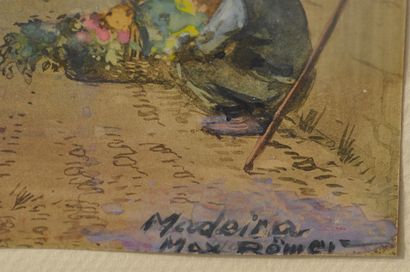null Max RÖMER, deux vues de Madère. Encre, aquarelle et gouache sur papier, situées...