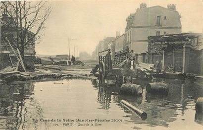 null 13 CARTES POSTALES CATASTROPHES : Paris. 11cp-Inondations 1910 & 2cp-L'Orage...