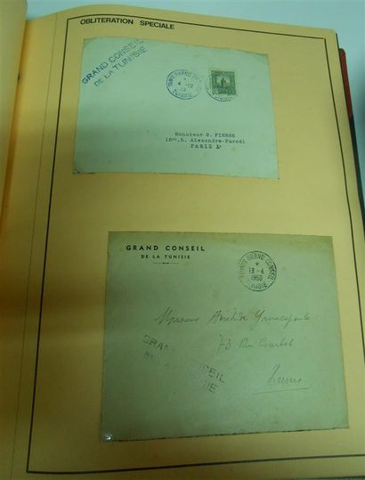 null Album timbres sur lettres, 19ème, marques postales, Tunisie Poste Sarde, période...