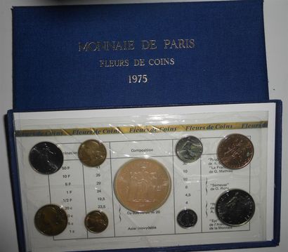 null Lot de 9 coffrets et pochettes de pièces éditées par La Monnaie de Paris France...
