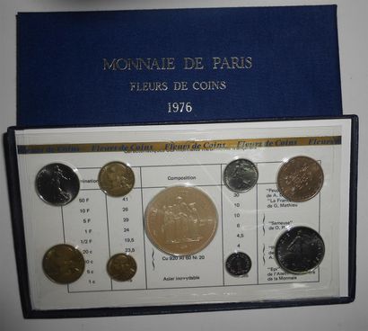 null Lot de 9 coffrets et pochettes de pièces éditées par La Monnaie de Paris France...