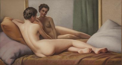 null Robert DUFLOS (1898-?)
Femme nue allongée. 
Pastel signé en bas à droite, encadré...