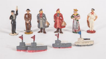 null Lot de figurines LR France, rond de bosse, 40mm, 6 personnages de gare et quatre...