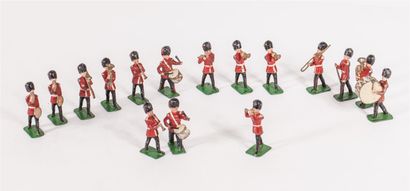 null Britain's, figurines 54mm, plomb creux, musique au défilé comprenant seize pièces....