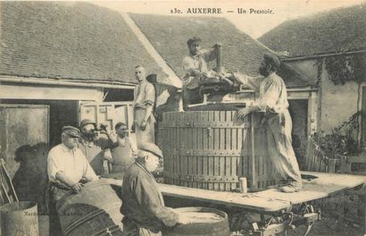 null 19 CARTES POSTALES ALCOOL : Les Pressoirs - En Bourgogne. Dont" Auxerre-Un Pressoir,...