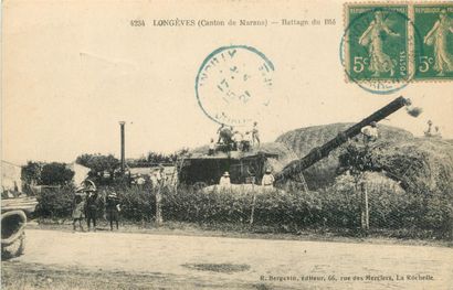 null 11 CARTES POSTALES SCENES & TYPES : Sélection. "Longèves (Canton de Marans)-Battage...