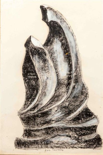 null Luc MERTENS (1913-2004).
Études de sculpture abstraite.
Trois dessins au crayon...