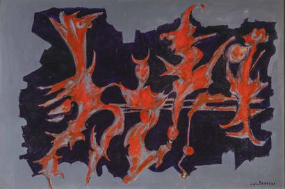 null Luc MERTENS (1913-2004).
Composition abstraite sur fond violet.
Composition...