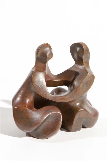 null Luc MERTENS (1913-2004).
Couple. 
Épreuve en bronze patiné signée et justifiée...