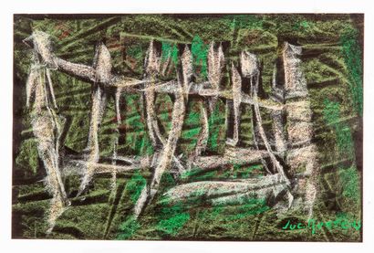 null Luc MERTENS (1913-2004).
Compositions abstraites.
Quatre pastels sur papier...