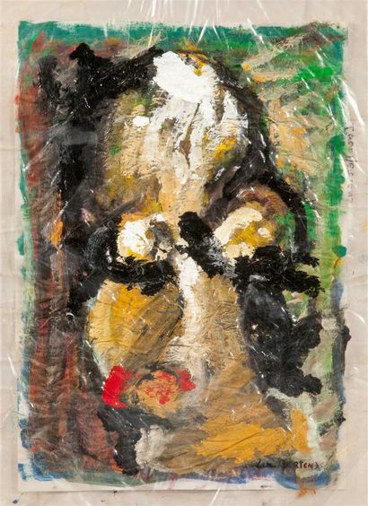 null Luc MERTENS (1913-2004).
Portraits. 
Trois acryliques sur cellophane, signées...