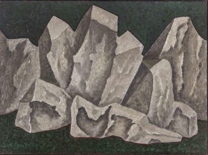 null Luc MERTENS (1913-2004).
Compositions abstraites sur fond vert.
Deux acryliques...