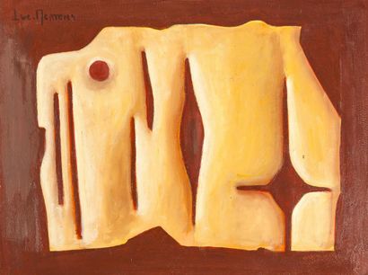 null Luc MERTENS (1913-2004).
Le guetteur. 
Composition. 
Deux acryliques sur toile,...