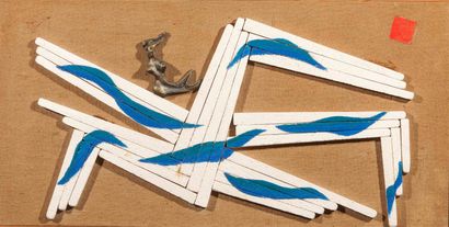 null Luc MERTENS (1913-2004).
Composition abstraite en bleu et blanc.
Composition...