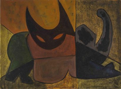 null Luc MERTENS (1913-2004).
Composition abstraite au masque.
Composition abstraite...