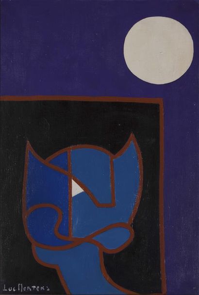 null Luc MERTENS (1913-2004).
Compositions abstraites en bleu, rouge, blanc et violet....