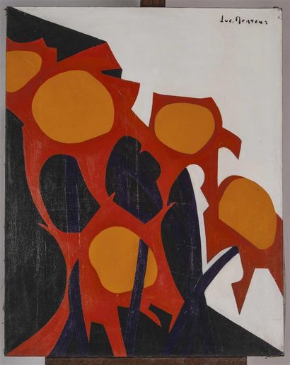 null Luc MERTENS (1913-2004).
Fleurs de feu.
Acrylique sur toile signée en haut à...